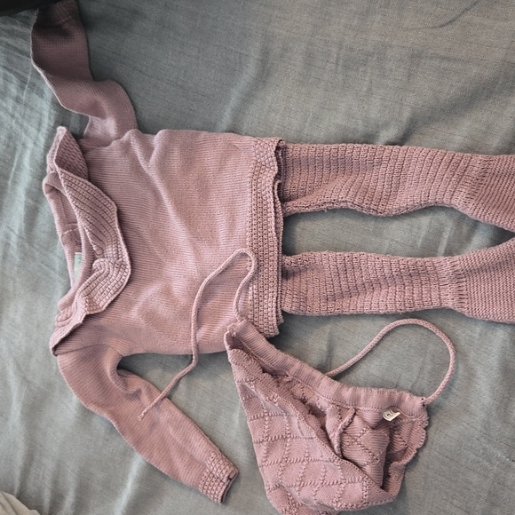 mina Other - Purple Knit Baby 3 Piece Outfit